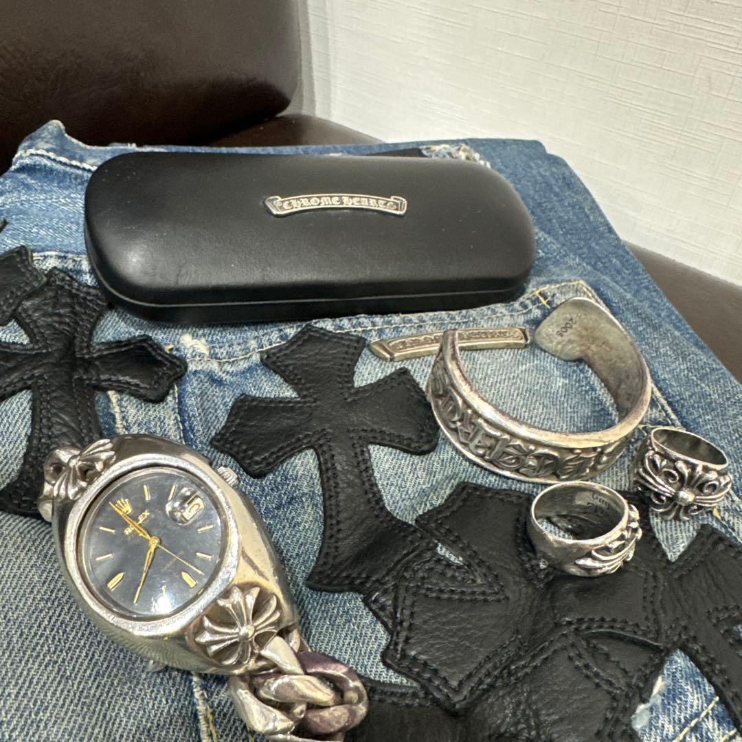 CHROME HEARTS/クロムハーツ スクロールラベル レザーメガネケース