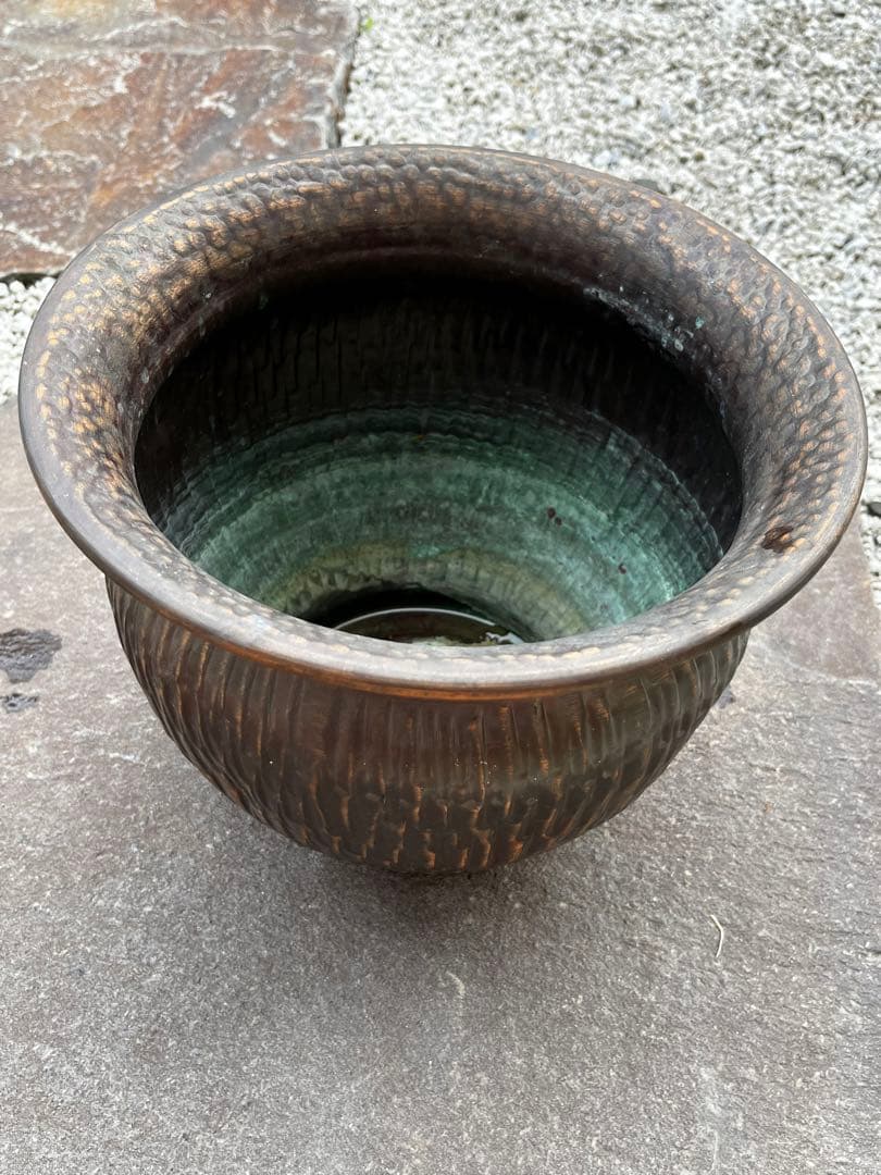 ゴージャス雰囲気　銅製　フラワーポット　& 鉄製　フラワースタンド　アンティーク