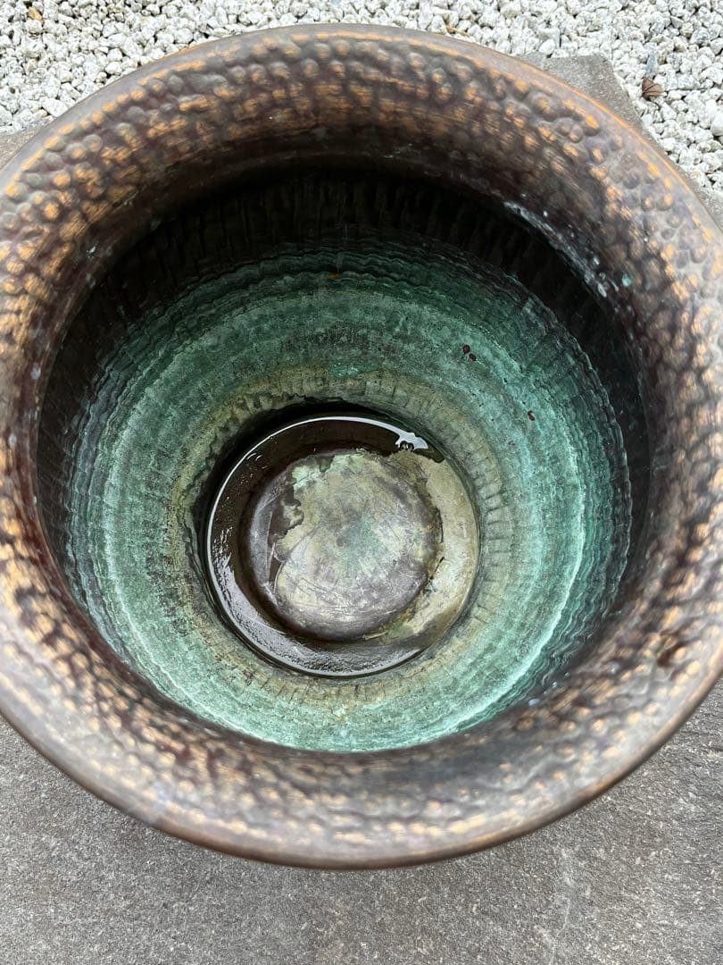 ゴージャス雰囲気　銅製　フラワーポット　& 鉄製　フラワースタンド　アンティーク