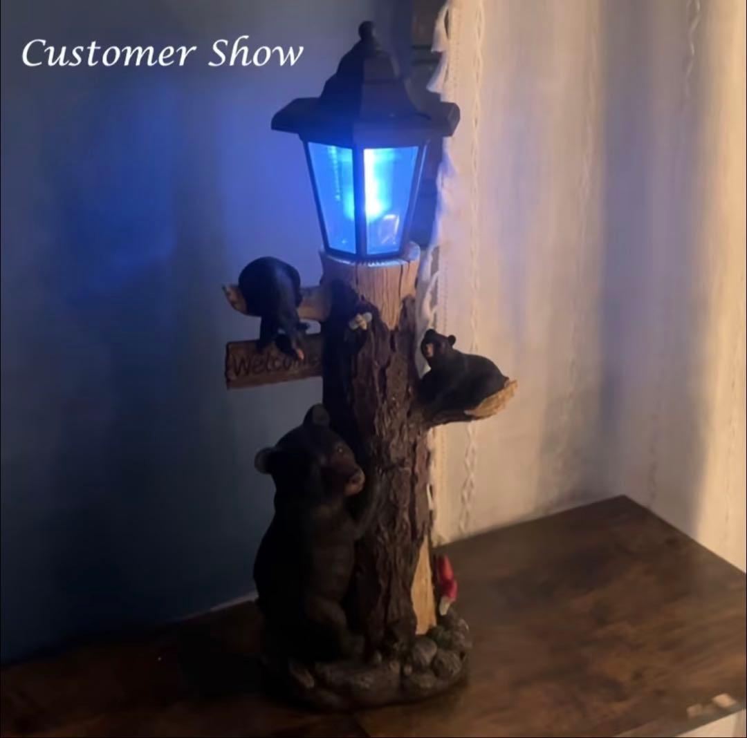 クマ ソーラーライト 樹脂製 ガーデンオブジェ 屋外用