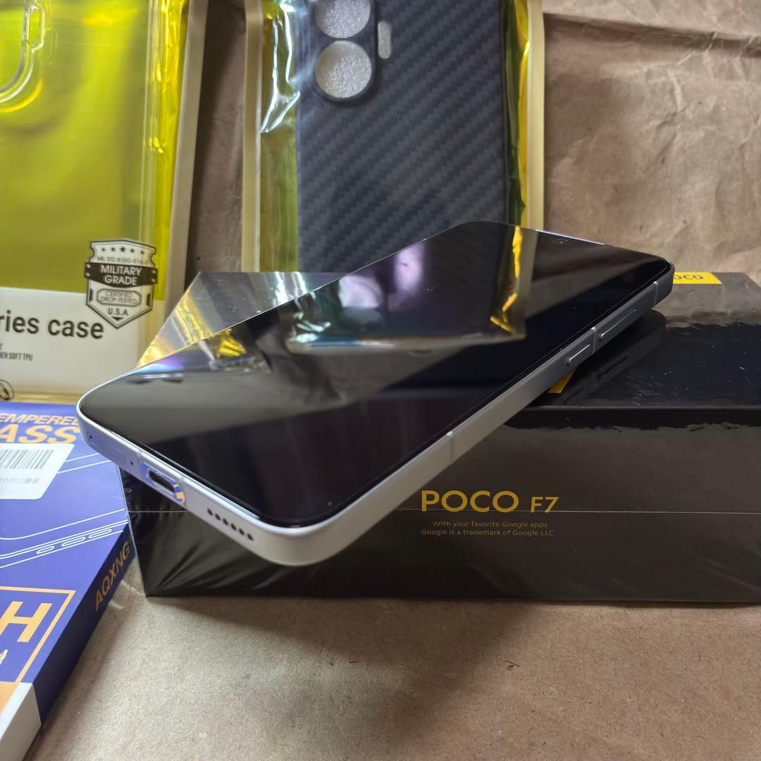 POCO F7 ホワイト ケース&ガラスフィルム付き