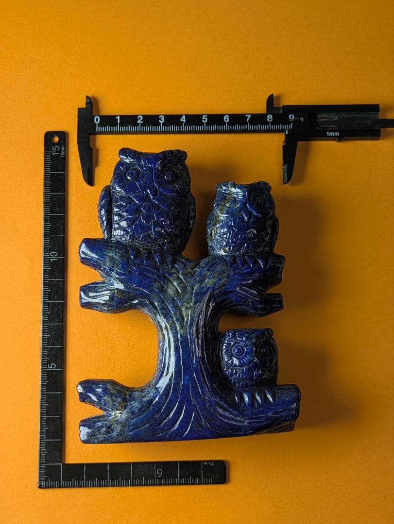 天然石 ラピスラズリのふくろうの親子の置物です。工芸品！一点物！