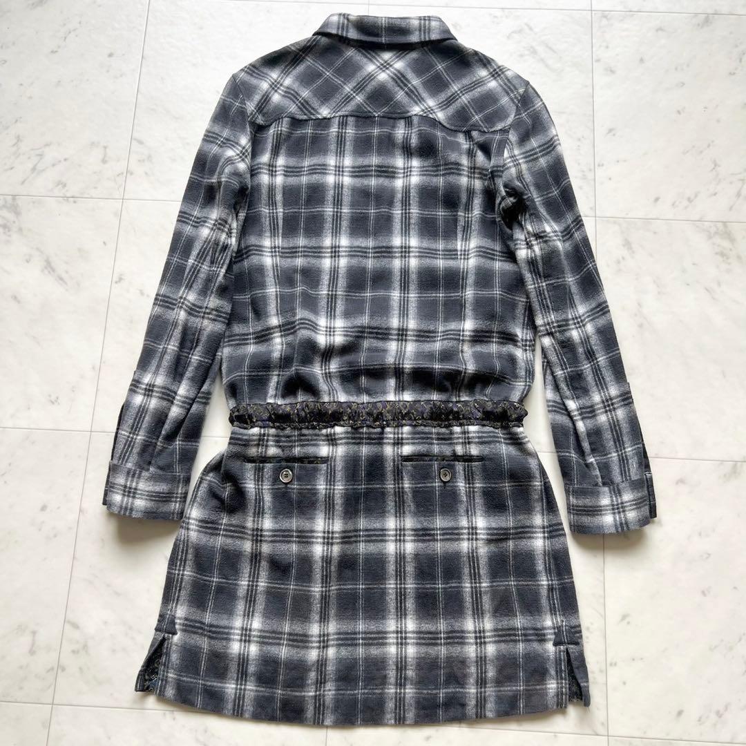 LOUIS VUITTON チェック モノグラム ウエスト絞り シャツワンピース