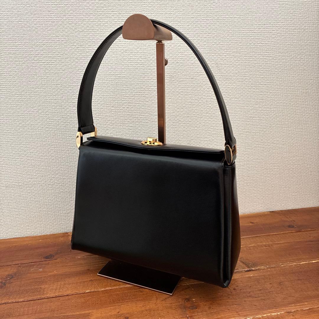 【美品】濱野皮革工藝 hamano 冠婚葬祭　フォーマルバッグ 黒　レザー