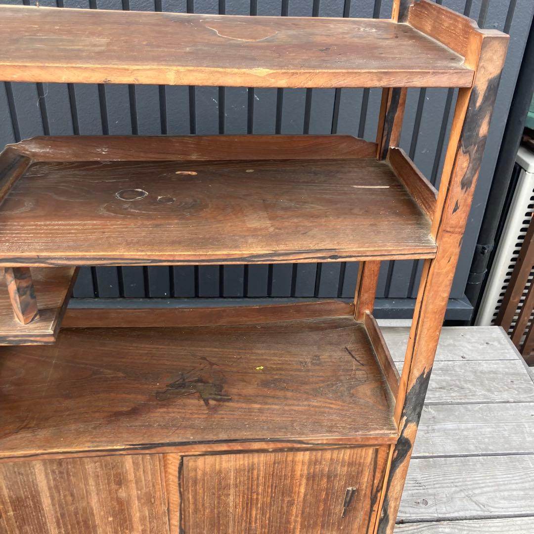 昭和レトロ 木製茶箪笥 茶棚 飾り棚 サイドボード 古家具 古民家 ビンテージ