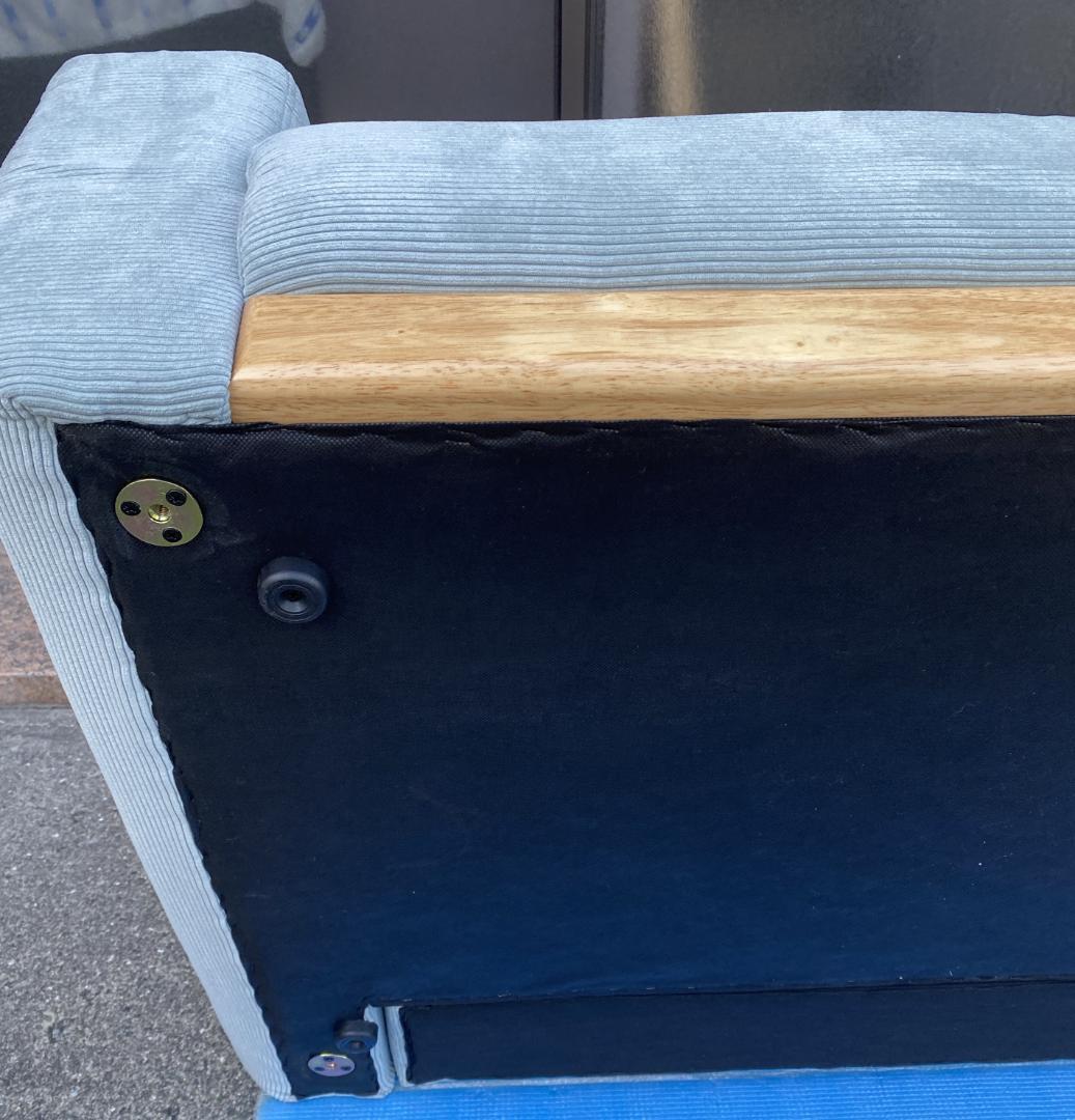 コーデュロイ 天然木 2人掛け ソファ ローソファ ミントブルー 幅130cm