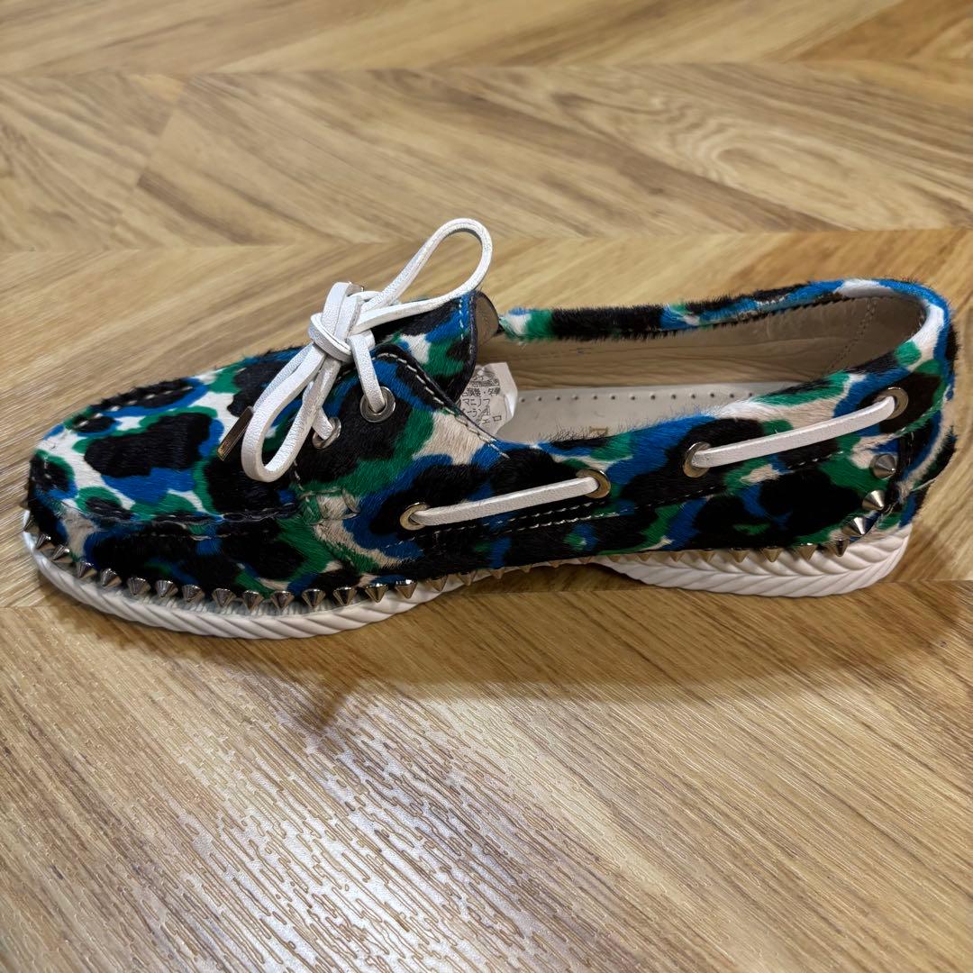 【美品】クリスチャンルブタン ヒョウ柄 ハラコ ローファー 約24cm 赤ソール