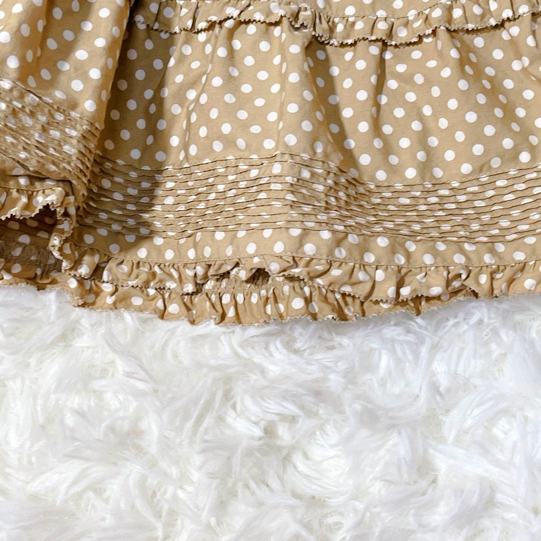 ピンクハウス フリルいっぱい　オーバーブラウス　ベージュ　ドット