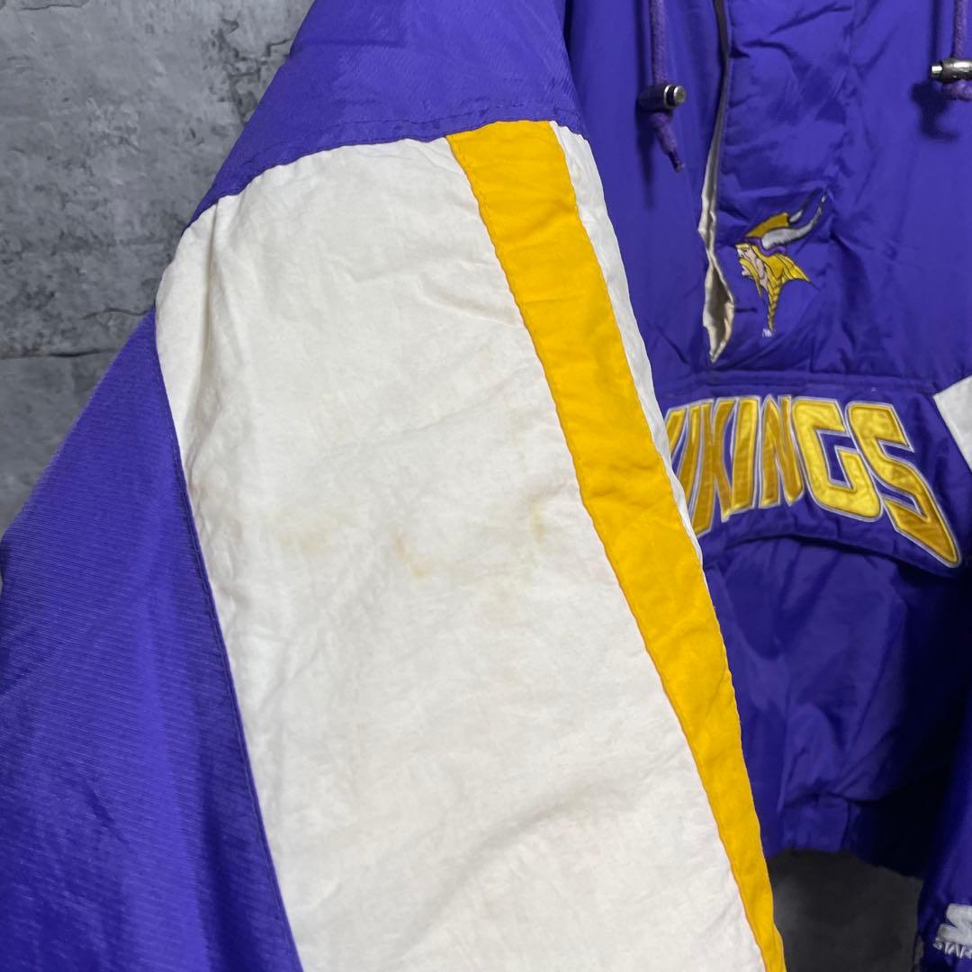 NFL VIKINGS ハーフジップ　ジャンパー　冬物　刺繍　パープル　古着　L