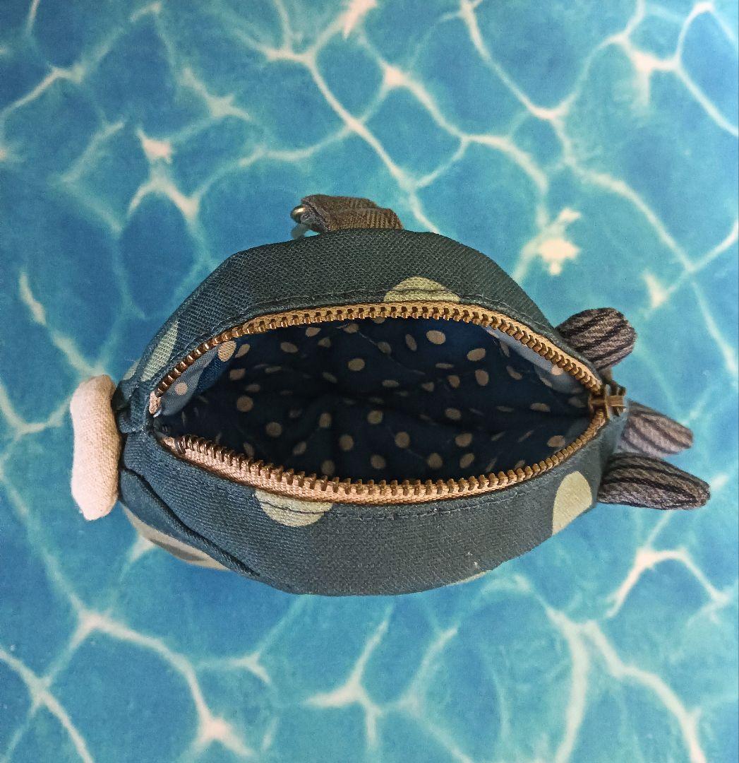 フグ　ショルダーバッグ　ポーチ　セット　ハンドメイド　河豚　ドット　水玉