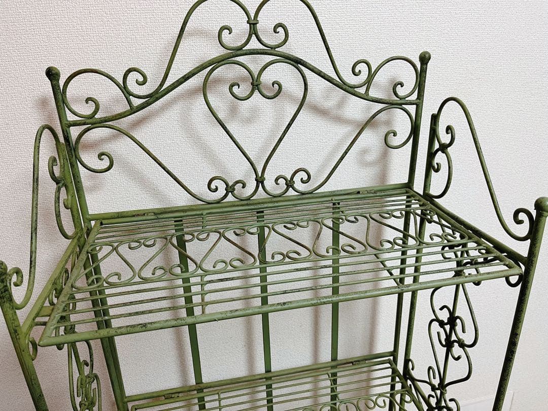 ヴィンテージ風アイアン製グリーン棚