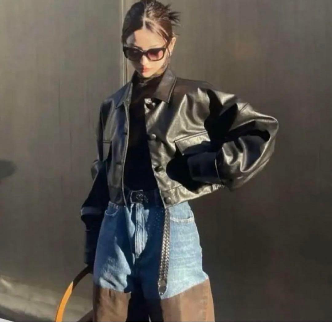 ジャケット・アウター meltthelady cropped leather like jacket