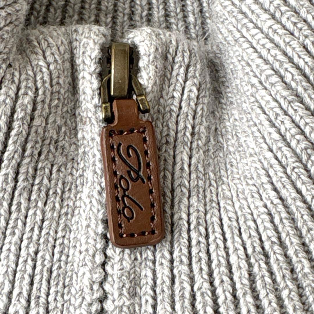 極美品☆ポロラルフローレン　ハーフジップケーブルニット　刺繍ポニー　近年　グレー