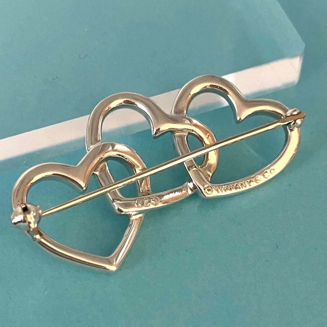 美品 TIFFANY＆Co ティファニー トリプル オープンハート ピンブローチ