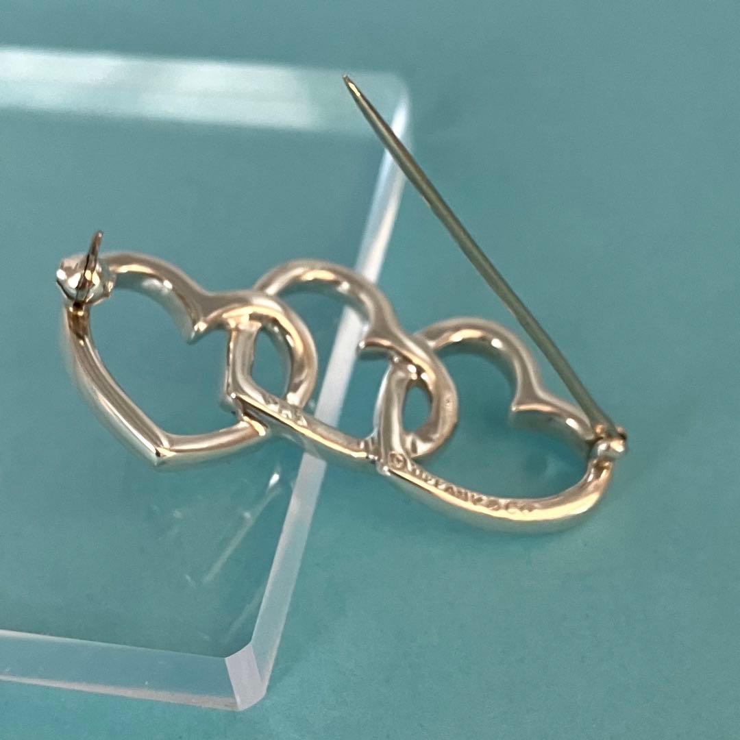 美品 TIFFANY＆Co ティファニー トリプル オープンハート ピンブローチ