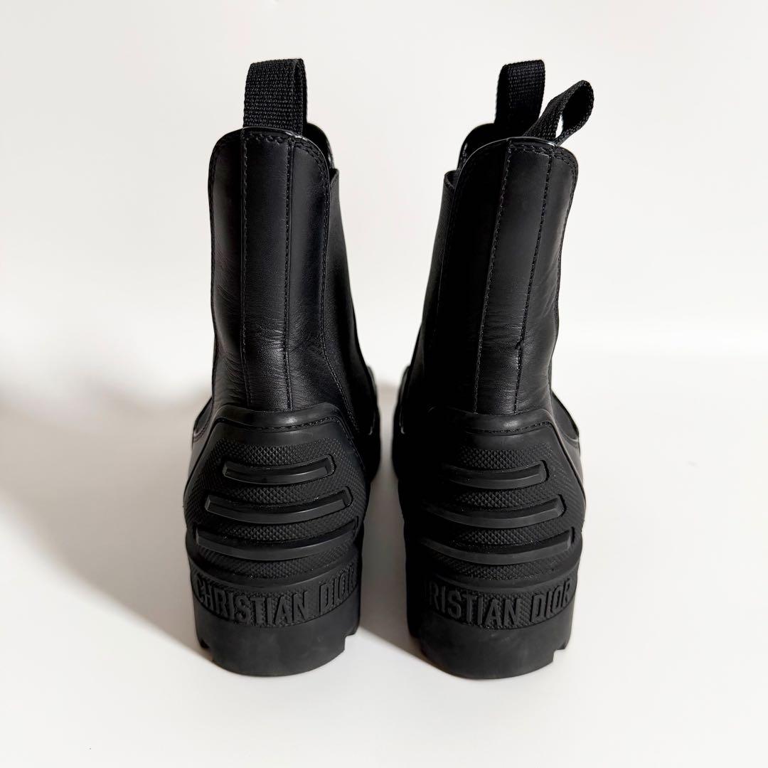 未使用級　ロゴ　厚底　DIOR チェルシーブーツ　サイドゴア　オールレザー