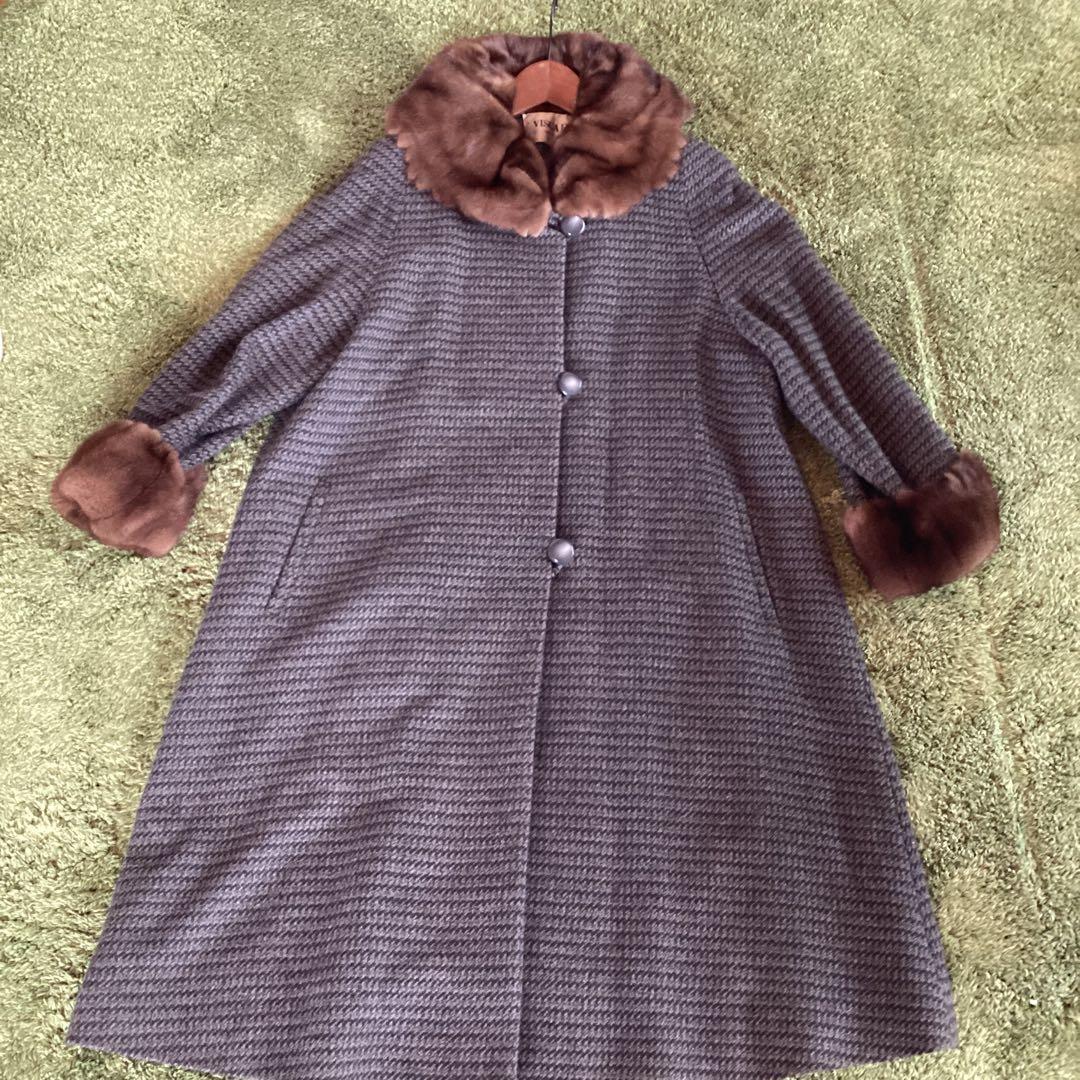 P 美品　VISCARDI カシミヤ100% Aラインコート