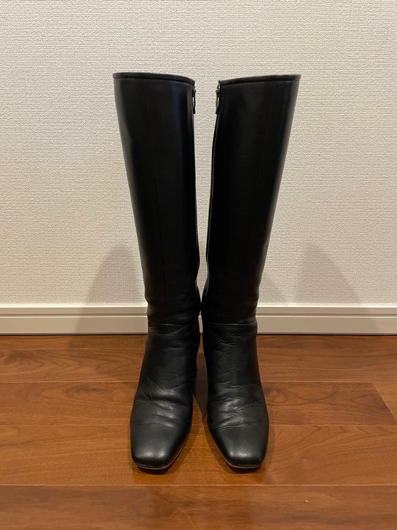 DIANA 履き心地にもこだわった！スクエアトゥロングブーツ ブラック 23cm