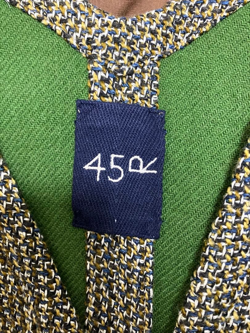 45R★アーミッシュツイードのワンピース★緑系2