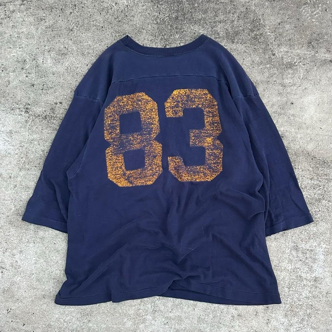 70s Champion Notre Dameフットボールt 83 ナス紺 襤褸