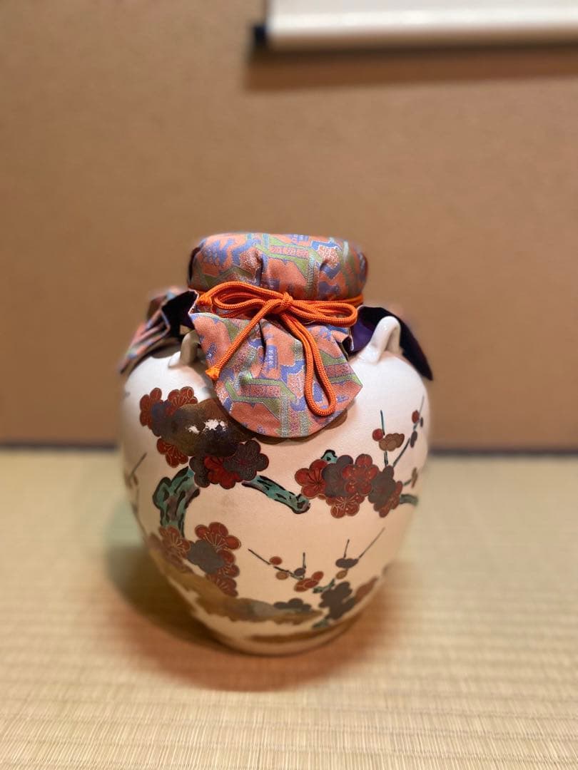飾り壷　城岳　京焼　梅月文　新古品　茶壺