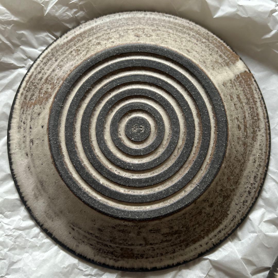 【新品未使用品】山本雅則さん しのぎ リム皿 白 7寸 2枚セット①