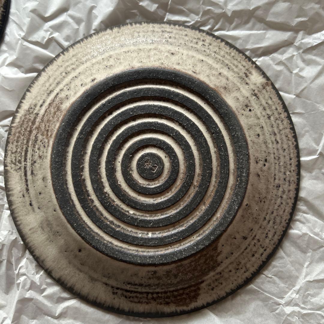 【新品未使用品】山本雅則さん しのぎ リム皿 白 7寸 2枚セット①