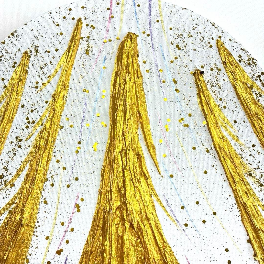 開運絵画　昇龍　天界からのメッセージ　金龍　天界の花　金箔