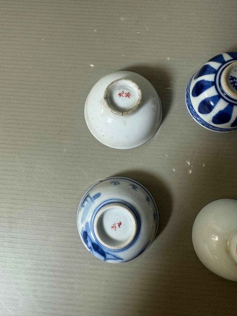 2496 まとめ売り　九谷焼　猪口　6客　時代物