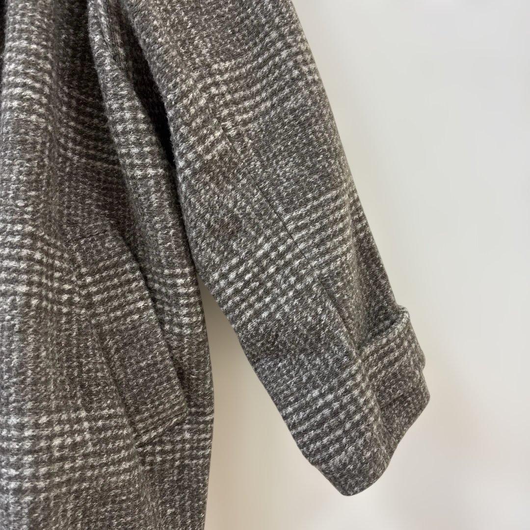 スピックアンドスパン　Wスライバーチェックハーフコート ブラウン36