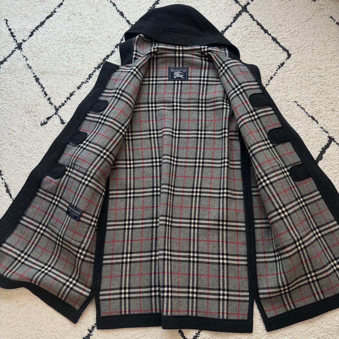 burberrys ダッフルコート　カシミヤ混　ロング　ノバチェック　グレー　L