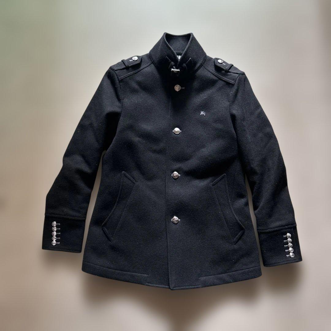 美品バーバリーブラックレーベル裏地ノバチェックメルトンPコートジャケットMサイズ