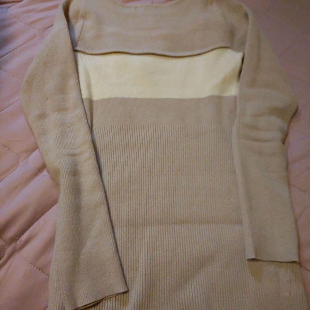 LIP SERVICE デコルテオープンバイカラーリボンニットワンピース ミニ丈