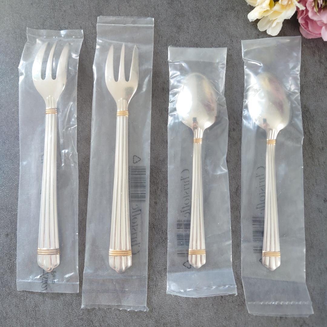 クリストフル アリアゴールドリング ケーキフォークコーヒースプーン 未開封 4点