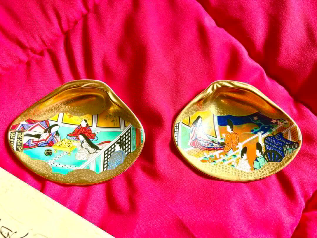 早い者勝ち！　6枚セット　源氏物語 貝絵皿 貝合わせ ボーンチャイナ ひな祭り