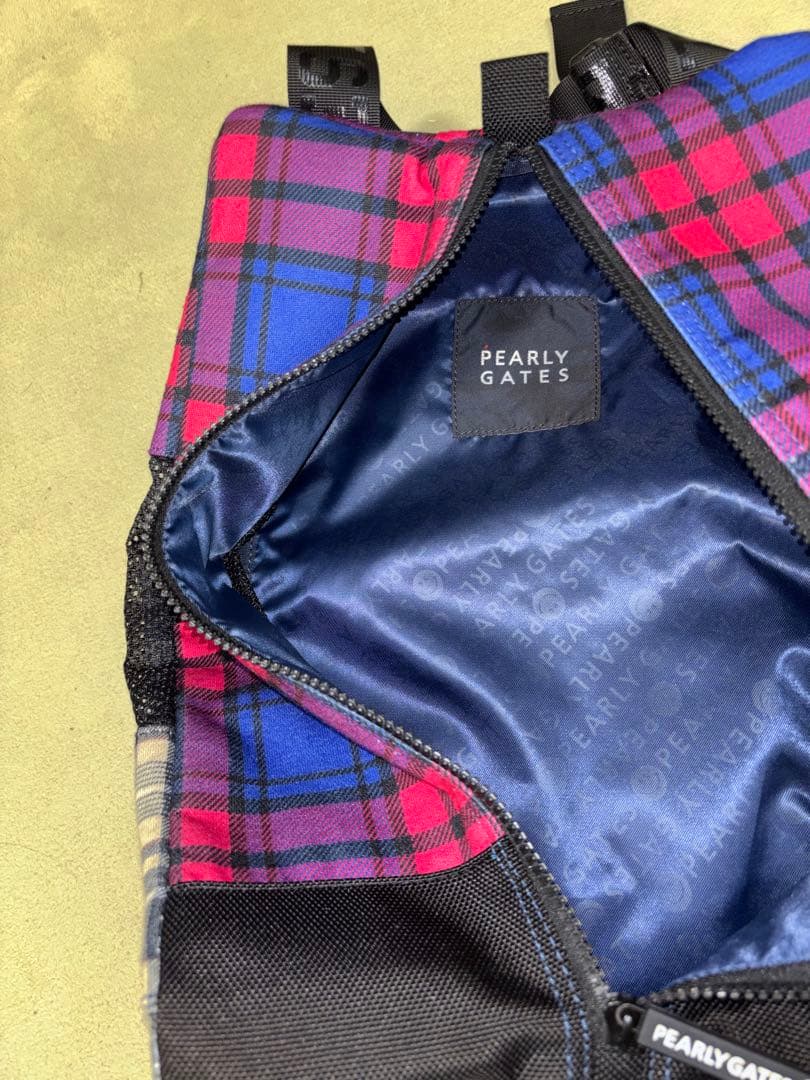 （超美品）パーリーゲイツ、マルチチェック&カモ柄シリーズ、シューズケース