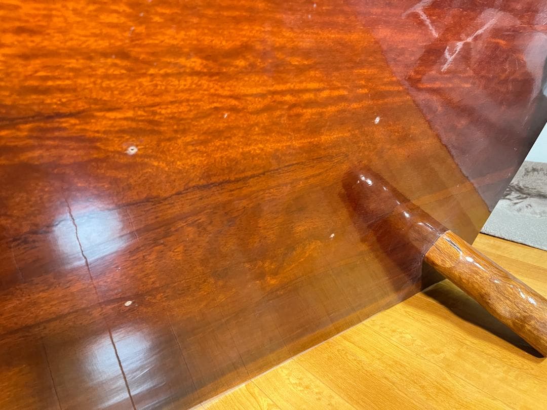 【送料無料】天然木 一枚板ローテーブル 木製座卓 約85×150cm 光沢仕様