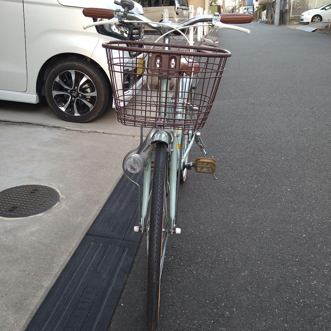 【中古美品】ミントグリーン 自転車24インチ前カゴ付き子供用 小柄な方にも