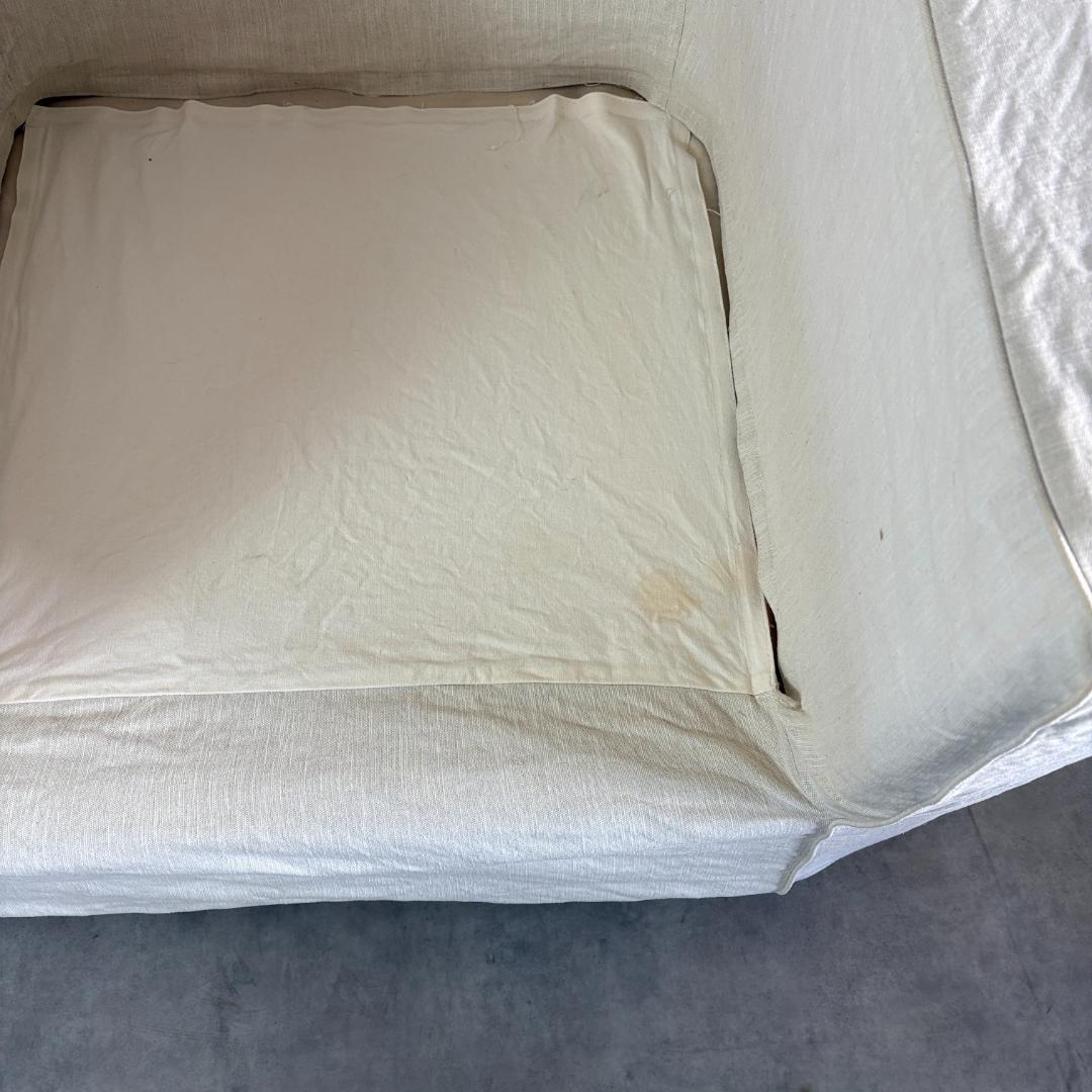 リネン　一人掛けソファ　白