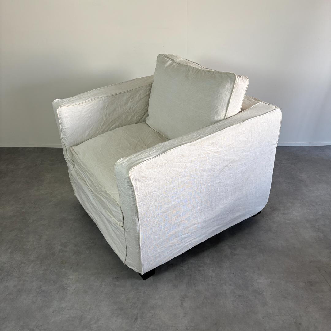 リネン　一人掛けソファ　白