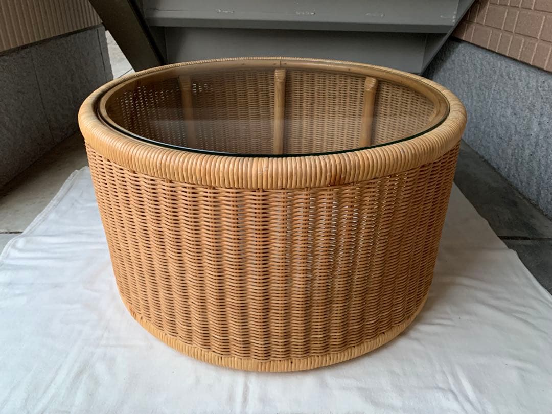 超希少 山川ラタン T-2090 剣持勇デザイン テーブル ジャパニーズモダン