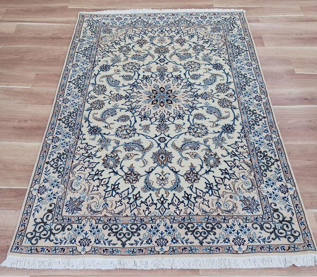 Y2601 最高級ペルシャ絨毯 イラン ナイン産 ウール 手織り 大判