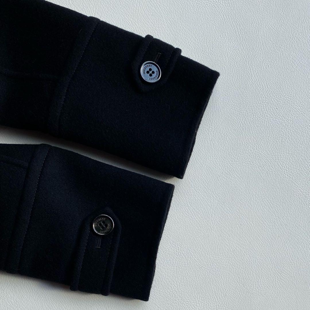 【美品/大きいサイズ44】バーバリー メガチェック ペプラム ダッフルコート 黒