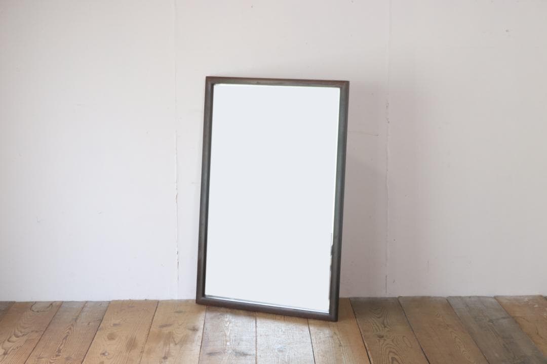 ヴィンテージ ミラー 鏡 立て掛け 木製 オーク材 ウォールミラー レトロ