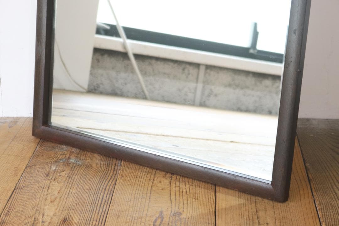 ヴィンテージ ミラー 鏡 立て掛け 木製 オーク材 ウォールミラー レトロ