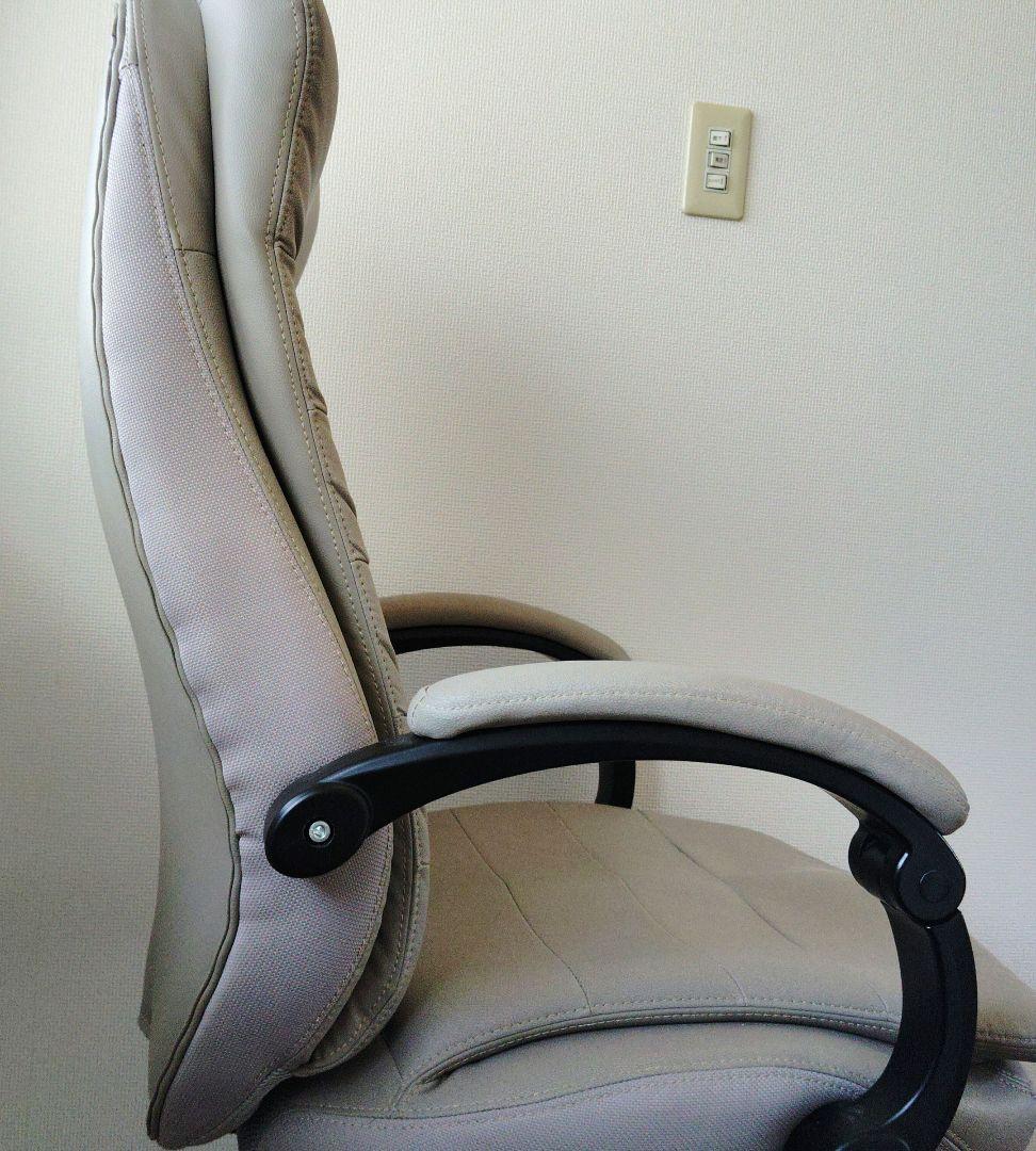 ニトリ　ワークチェア　リカルド　PUブレスレザー　ベージュ　フットレスト付き