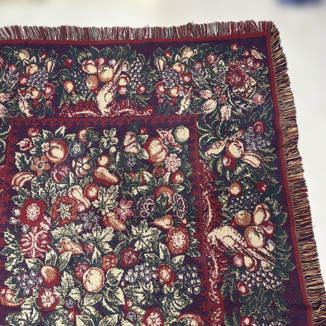 花　果物　マルチカバー　ソファカバー　ヴィンテージラグ　183x122