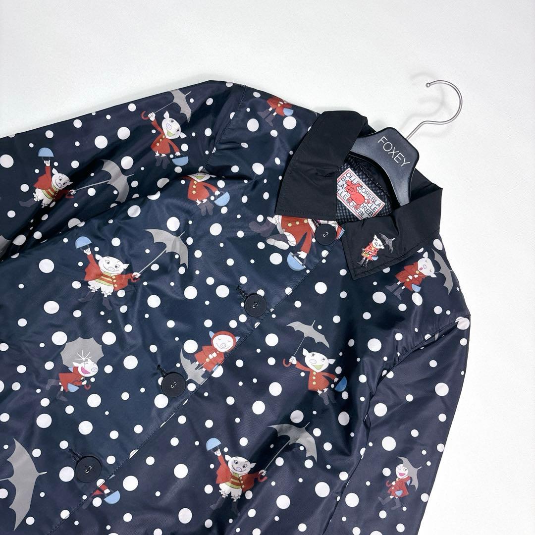 未使用級✨アルベロベロ レインコート ブラック ぶたさん ドット柄 刺繍 F