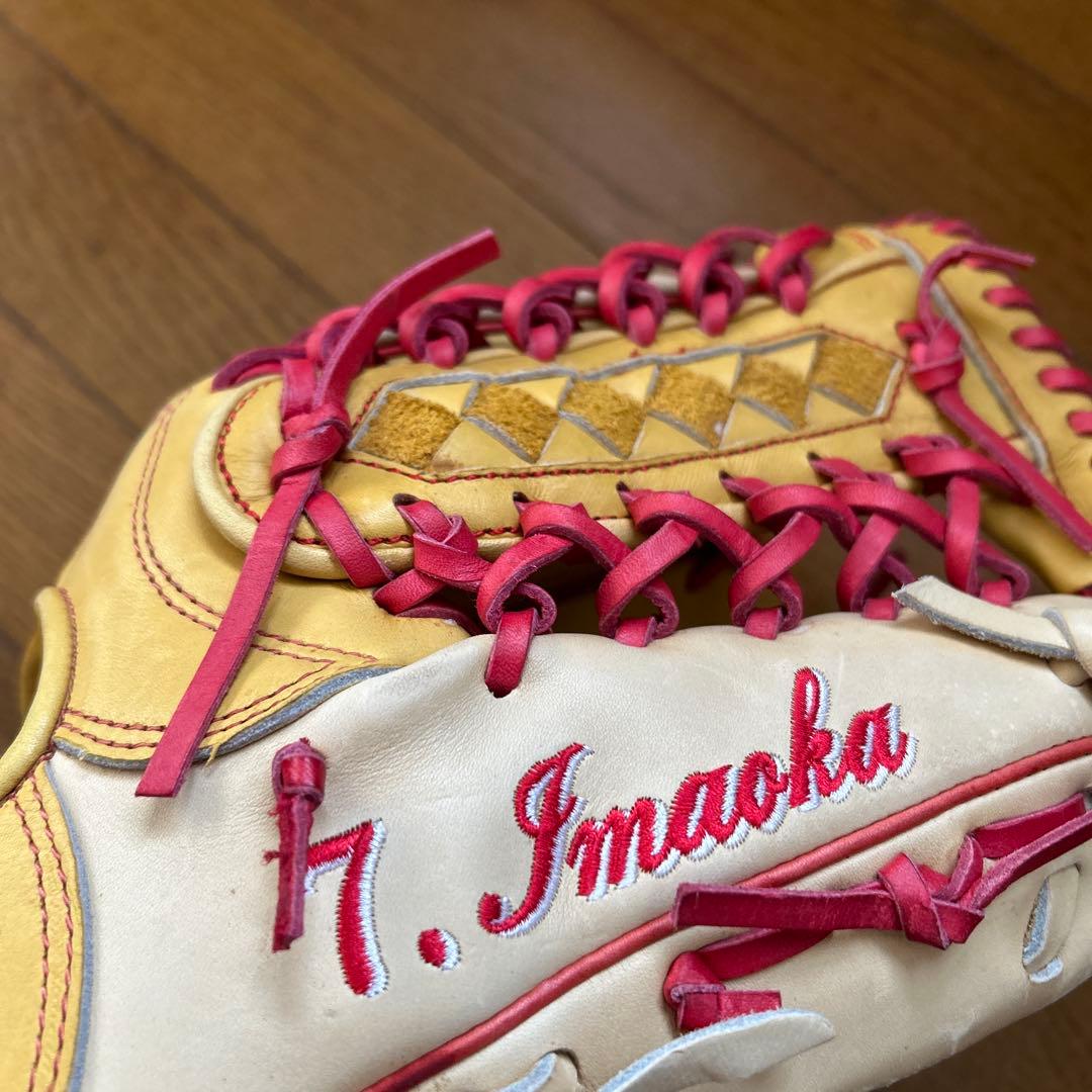 Rawlings 硬式グローブ ベージュ/赤 阪神今岡選手グラブ