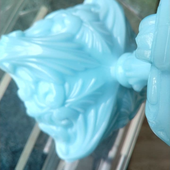 アンティーク ティファニーブルーコンポート⭐︎ミルクガラス ⭐︎ファイヤーキング